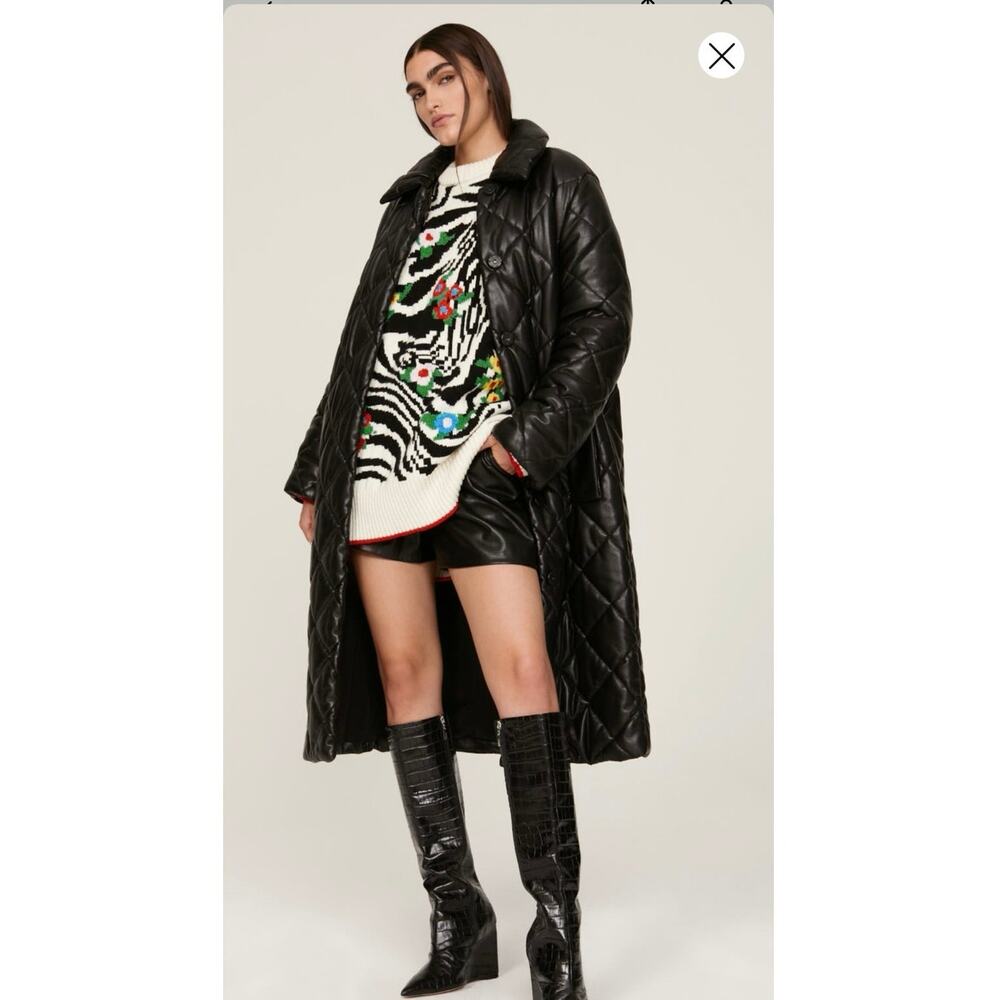 PHILOSOPHY di LORENZO SERAFINI Black White Animal Flora Print Oversized Sweater